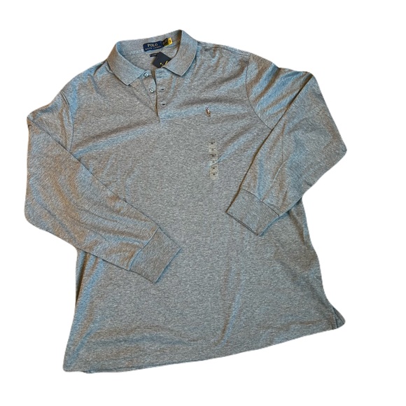 NWT Ralph Lauren long sleeve polo XXL gray new men’s - Picture 1 of 4